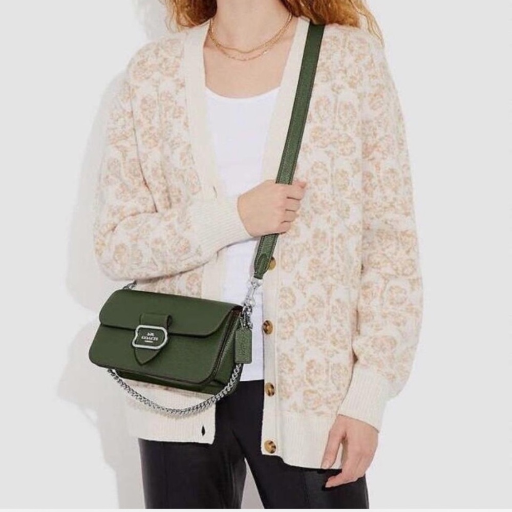 Coach CH 312 Green Leather Crossbody shoulder Bag